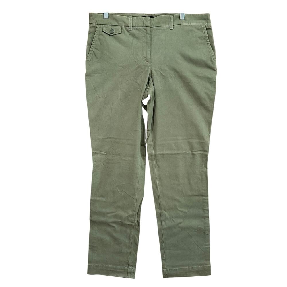 Talbots Womens Pants Green Mid Rise Straight Leg Casual Wear Stretch 10